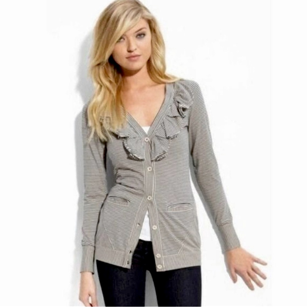 Leifsdottir Gray Striped Cardigan